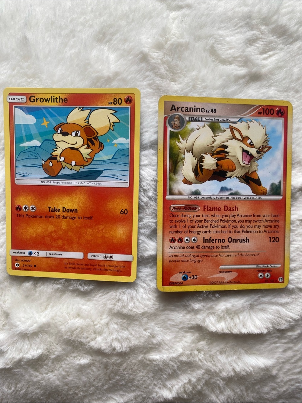 Pokémon Trading Cards — Growlithe & Arcanine (Fire)